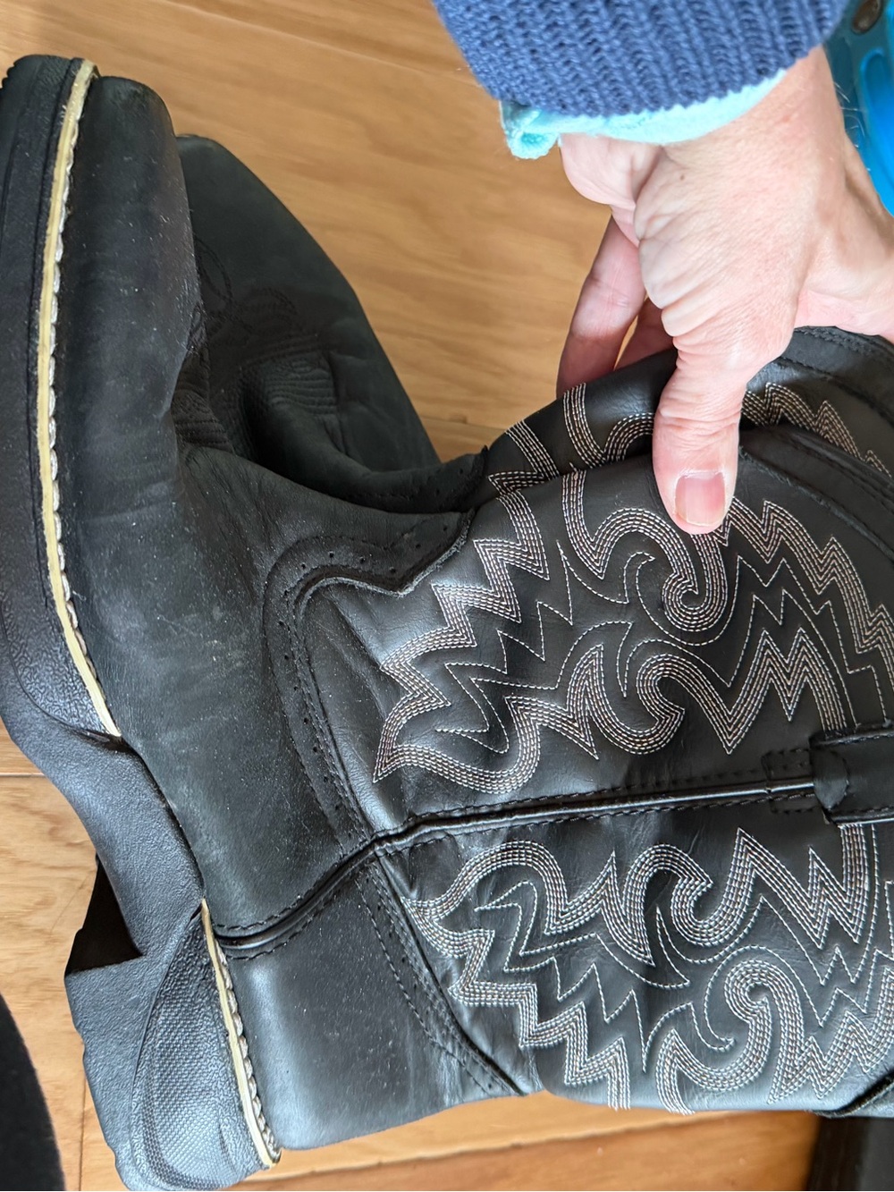 Kids 6.5 Black Western Stitch-Detail Boots Durango